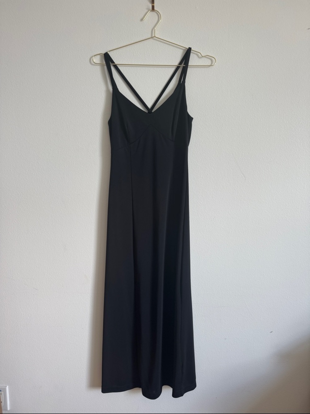 Club Monaco Black Maxi Slip Dress with Double-Strap V-Neck